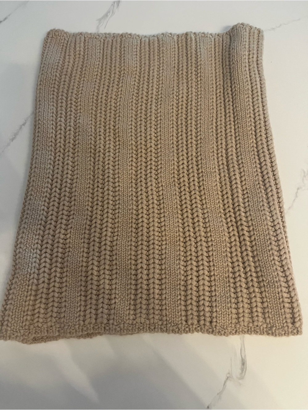 Womens Ribbed Neck Warmer Scarf Beige